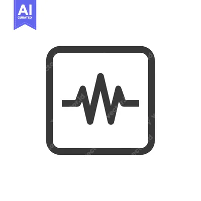 Premium design asset: Minimalist Heartbeat Icon: Dark Gray Waveform in Rounded Square Frame