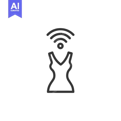 Aset premium populer: Smart Dress: Connected Fashion Icon with Wireless Signal Above