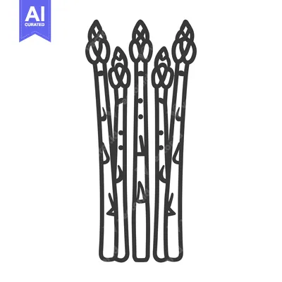 Aset premium populer: Five Asparagus Spears in Black Outline