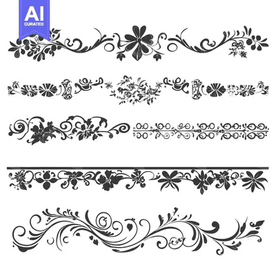 Popular premium asset: Five Black and White Floral Design Elements