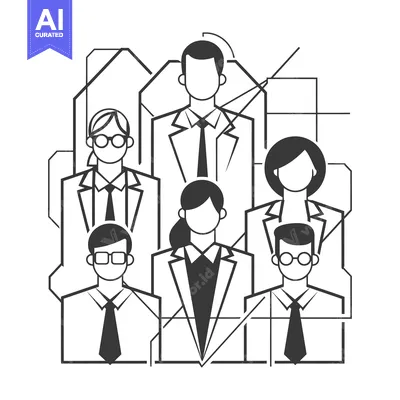 Aset premium populer: Five Business Professionals in Suits and Ties, Geometric Background