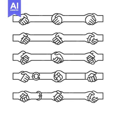 Popular premium asset: Five Different Handshake Variations Illustrated in Black Line Art