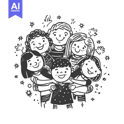 Aset premium populer: Five Smiling Children Surrounded by Stars
