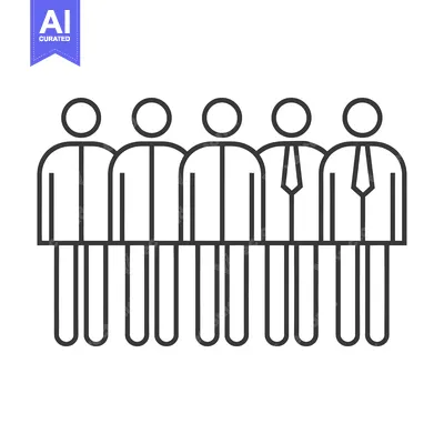 Aset premium populer: Five stick figure people in a line, two wearing ties
