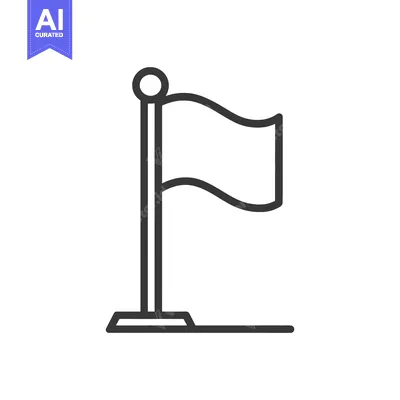 Minimalist Flag Icon: Simple, Bold Line Art Symbol of Achievement and