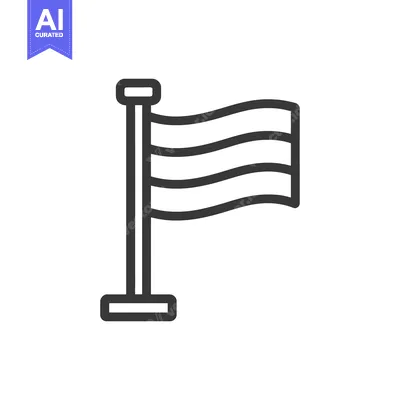 Premium design asset: Simple Flag Icon with Wavy Stripes on Pole, Minimalist Design
