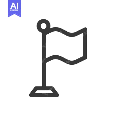 Premium design asset: Simple Flag Icon: Dark Gray Outline on White Background, Minimalist De