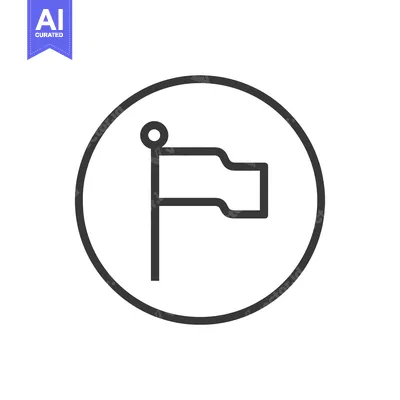 Aset premium populer: Minimalist Flag Icon in Circle, Simple Line Art Symbol