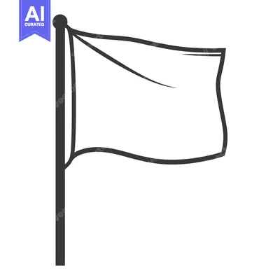 Aset premium populer: A simplified line drawing depicting a white flag on a pole