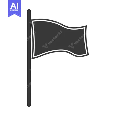 Aset premium populer: A stylized monochrome flag waving on a vertical pole