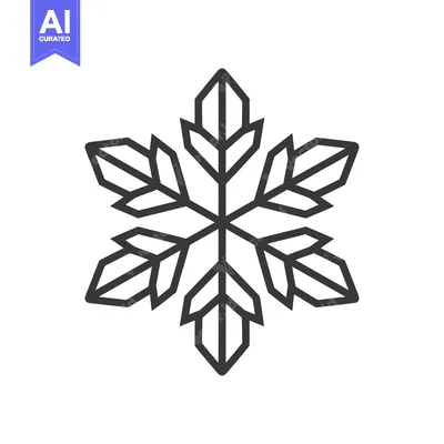 Aset premium populer: Minimalist Snowflake Icon: Geometric Winter Symbol on White