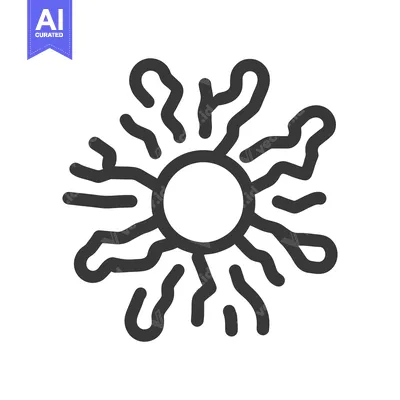 Premium design asset: Stylized Sun Icon with Wavy Rays, Minimalist Design on White Backgroun
