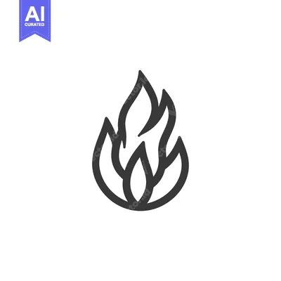 Aset premium populer: Simple graphic outline representing a fire flame symbol on white backg