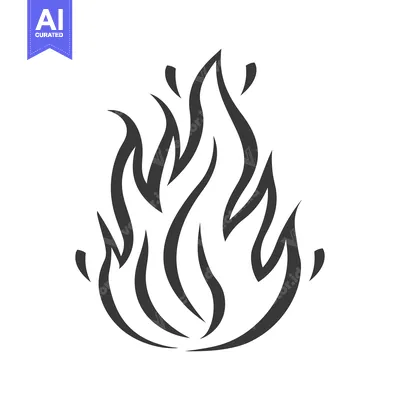 Aset desain premium: A simple illustration depicting a stylized depiction of a fire