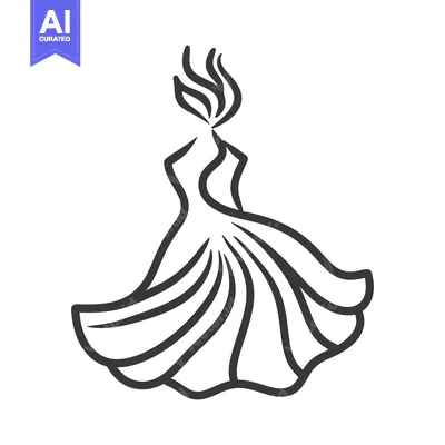 Aset premium populer: A stylized line drawing of a woman in an elegant gown