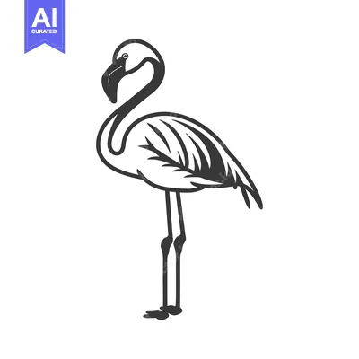 Aset premium populer: A simplistic artistic depiction of an elegant flamingo bird design
