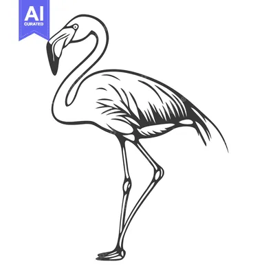 Aset desain premium: A Stylized Illustration Depicting A Standing Flamingo Bird