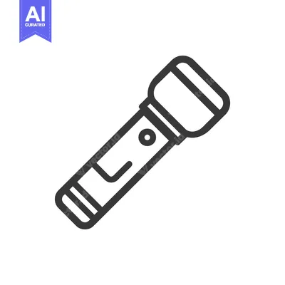 Minimalist Flashlight Icon: Modern Line Art for Illumination and Guida