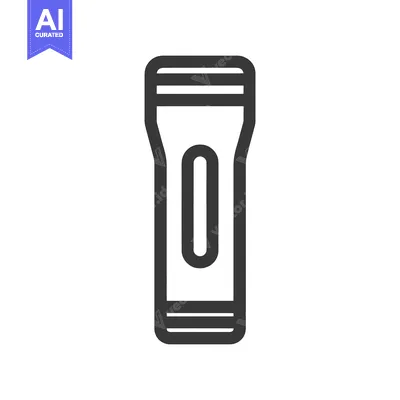 Minimalist Flashlight Icon: Bold Outline on White Background