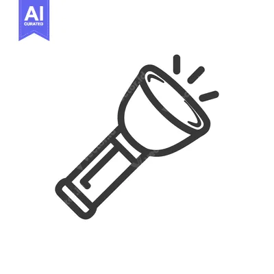 Minimalist Flashlight Icon: Bold Outline on White Background