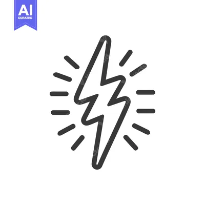 Aset desain premium: A simple drawing depicting a striking bolt of lightning