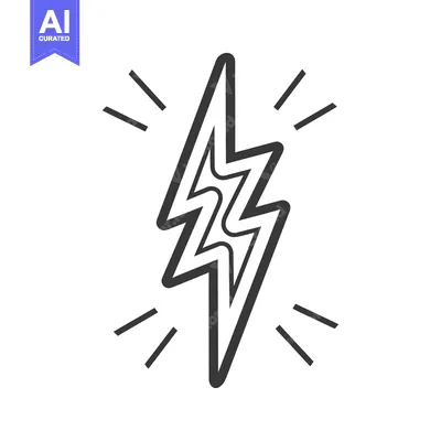 Aset desain premium: A simple black and white illustration of a lightning bolt