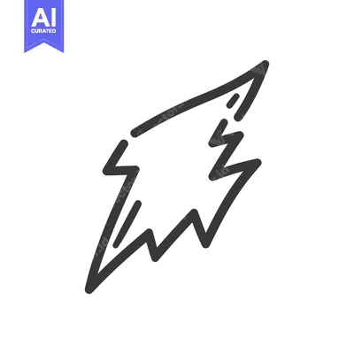 Aset desain premium: An isolated illustration of a simple black lightning bolt design