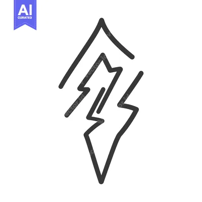 Aset desain premium: Stylized black and white symbol with multiple lightning bolts and a tr