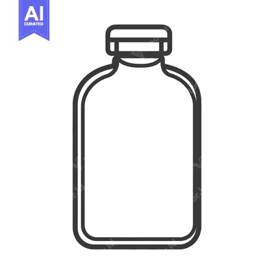 Premium design asset: A simple black and white image of a sealed bottle container
