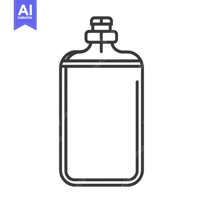 Premium design asset: A simple black and white outline of a glass bottle design