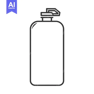 Aset premium populer: A black and white line art drawing of a pump bottle
