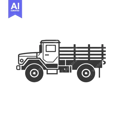 Premium design asset: Flat Icon of a Black and White Pickup Truck