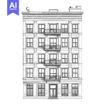 Premium design asset: Elegant Multi Story Building Architectural Sketch