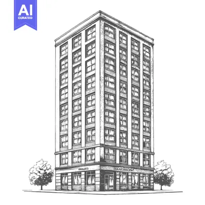 Aset desain premium: Hand Drawn Sketch Of A Multi Story City Building