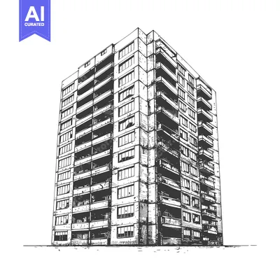 Aset desain premium: A Hand Drawn Sketch Of A Multi Story Apartment Building