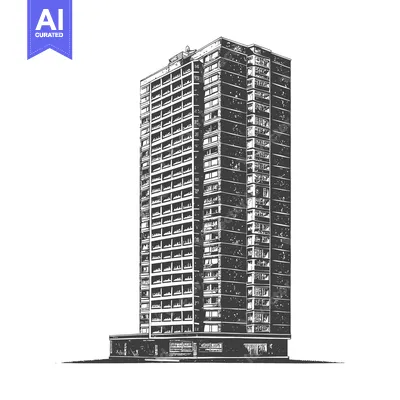 Premium design asset: A Hand Drawn Sketch Of A Modern Apartment Building