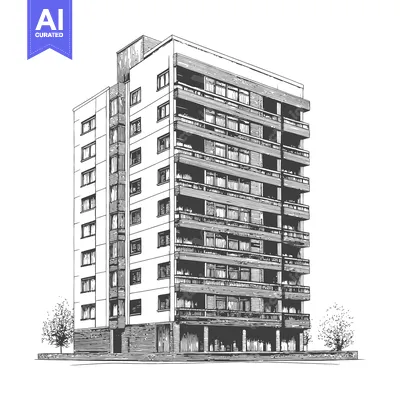 Aset premium populer: Hand Drawn Sketch Of Modern Apartment Building