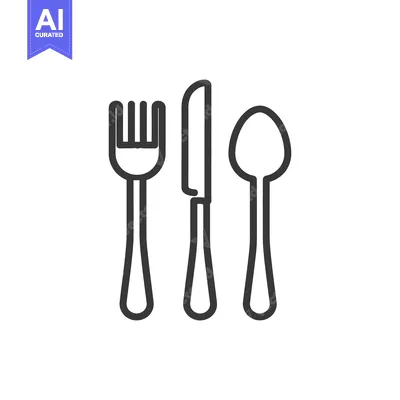 Popular premium asset: Minimalist Cutlery Icon: Fork, Knife, Spoon in Dark Gray Outline on Wh