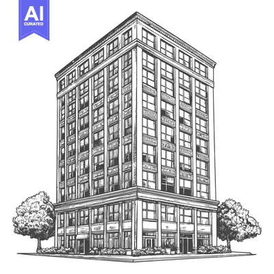 Premium design asset: A Detailed Drawing Of A Multi Story City Building