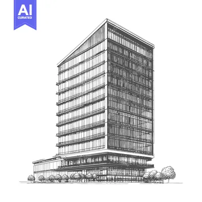 Premium design asset: Modern Office Building Architectural Sketch Design