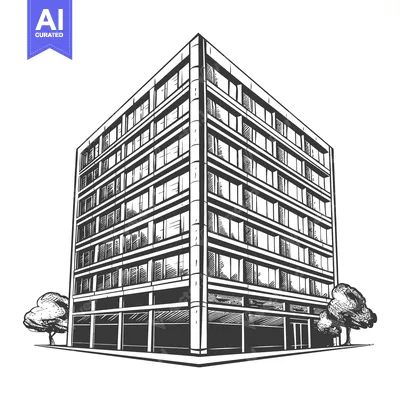 Popular premium asset: Modern Building Sketch With Trees