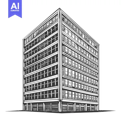 Aset premium populer: A Multi Story Building Architectural Sketch Design