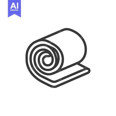 Aset premium populer: Minimalist Yoga Mat Icon: Rolled Exercise Equipment for Fitness and We
