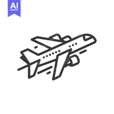 Aset desain premium: Sleek Airplane Icon: Modern Line Art for Travel and Aviation