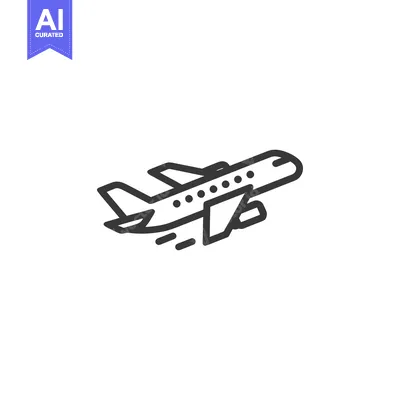 Aset desain premium: Sleek Airplane Icon: Modern Aviation Symbol with Motion Trails