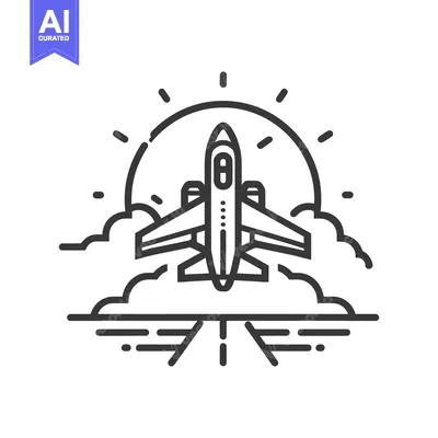 Popular premium asset: Airplane Taking Off at Sunrise, Minimalist Line Art