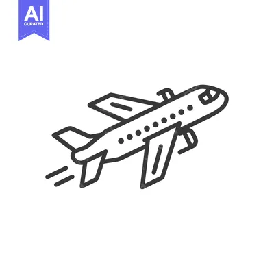 Aset premium populer: Airplane Icon: Commercial Jet Taking Off, Line Art Style
