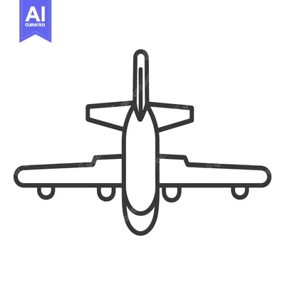 Aset premium populer: An overhead outline illustration of a modern passenger airplane