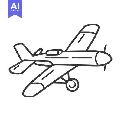 Aset desain premium: Simple drawing depicts an aircraft with a propeller and wings