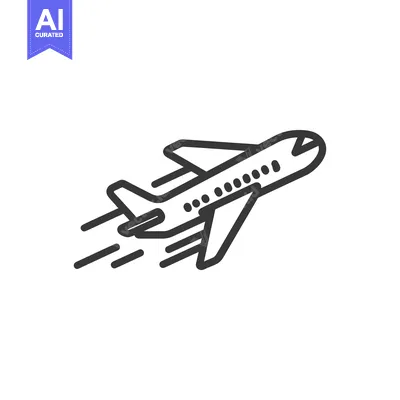 Premium design asset: Airplane Icon Ascending with Motion Trails, Isolated on White Backgrou